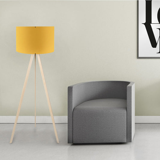 Φωτιστικό δαπέδου Rosling Megapap Mdf/ύφασμα Pvc χρώμα φυσικό/κροκί 38x21x140εκ. - Hippiehome.gr