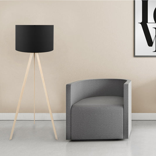 Φωτιστικό δαπέδου Rosling Megapap Mdf/ύφασμα Pvc χρώμα φυσικό/μαύρο 38x21x140εκ. - Hippiehome.gr