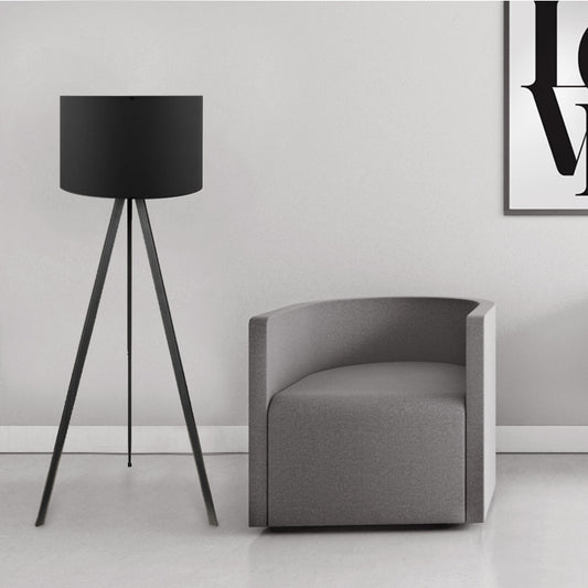 Φωτιστικό δαπέδου Rosling Megapap Mdf/ύφασμα Pvc χρώμα μαύρο 38x21x140εκ. - Hippiehome.gr