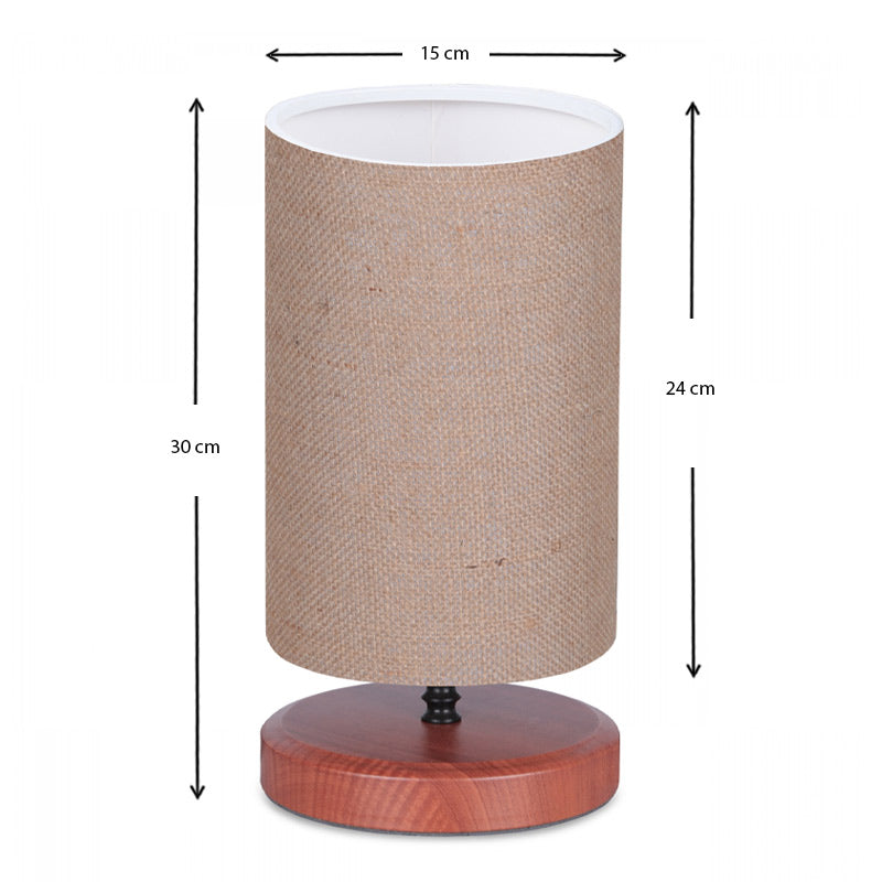 Φωτιστικό επιτραπέζιο Winkler Megapap wicker ύφασμα/ξύλο/μέταλλο χρώμα ανοιχτό καφέ 15x24x30εκ. - Hippiehome.gr