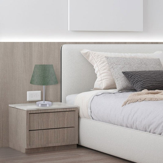 Φωτιστικό επιτραπέζιο Jules Megapap ύφασμα Pvc/χρώμιο χρώμα κυπαρισσί/ασημί 22x17x37εκ. - Hippiehome.gr