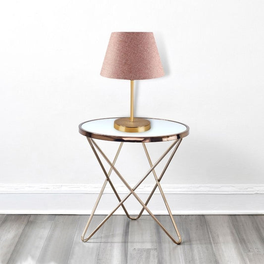 Φωτιστικό επιτραπέζιο Rosenthal Megapap ύφασμα Pvc/χρώμιο χρώμα ροζ/χρυσό 22x17x37εκ. - Hippiehome.gr