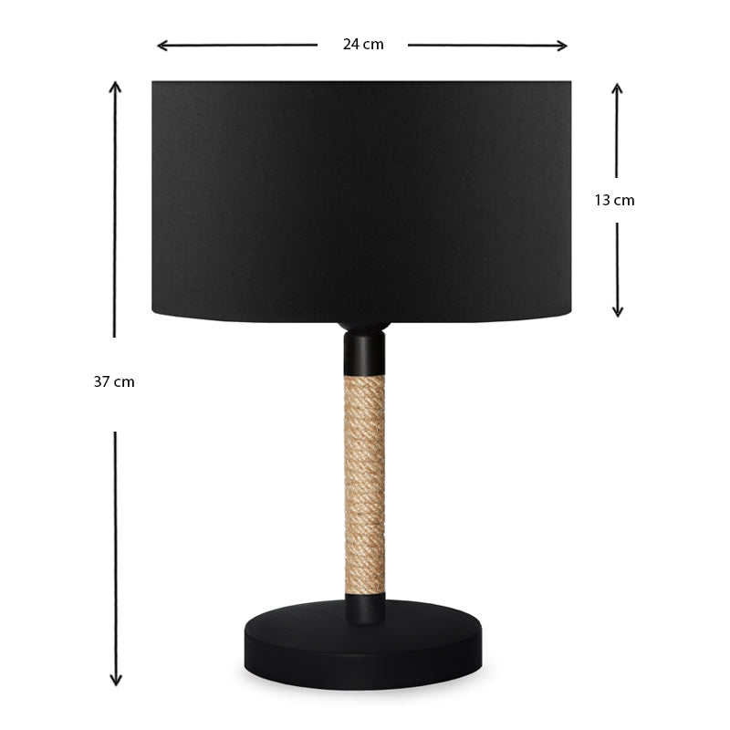 Φωτιστικό επιτραπέζιο Jean Megapap ύφασμα/σχοινί/χρώμιο χρώμα μαύρο/φυσικό 24x13x37εκ. - Hippiehome.gr