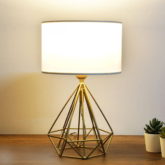 Φωτιστικό επιτραπέζιο Vanstone Megapap ύφασμα/μέταλλο χρωμα κρεμ/χρυσό 24x15x39εκ. - Hippiehome.gr