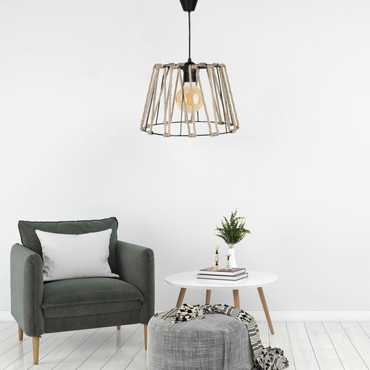 Φωτιστικό οροφής Andrew Megapap μέταλλο/σχοινί χρώμα μαύρο φυσικό 30x30x20εκ. - Hippiehome.gr