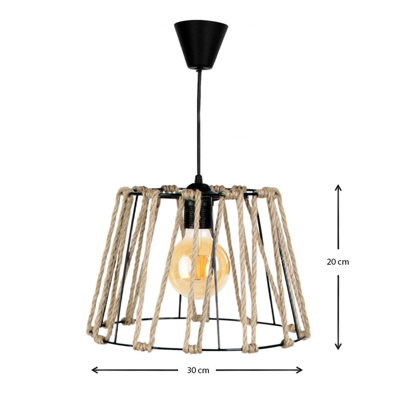 Φωτιστικό οροφής Andrew Megapap μέταλλο/σχοινί χρώμα μαύρο φυσικό 30x30x20εκ. - Hippiehome.gr