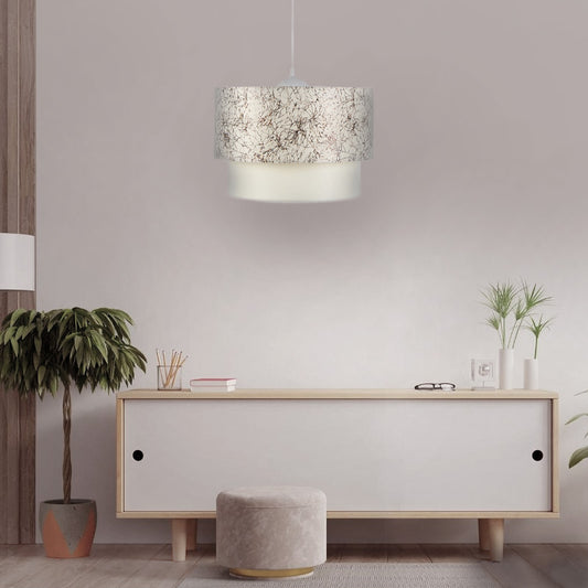 Φωτιστικό οροφής Whitehouse Megapap υφασμάτινο χρώμα λευκό - μαύρο 30x20x55εκ. - Hippiehome.gr