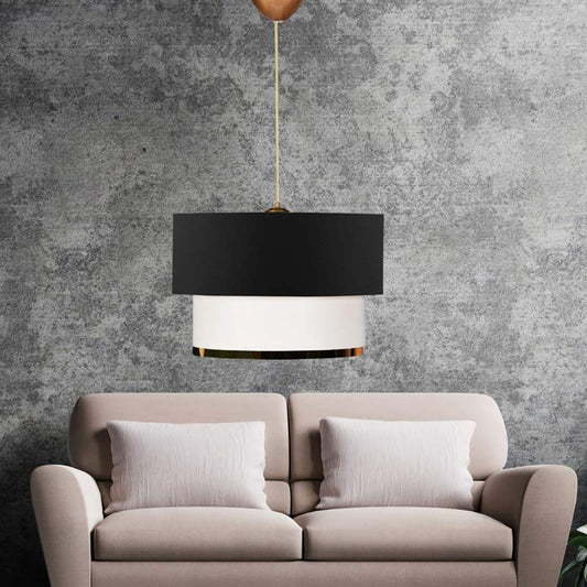 Φωτιστικό οροφής Barnhart Megapap υφασμάτινο χρώμα μαύρο/χρυσό 30x20x70εκ. - Hippiehome.gr