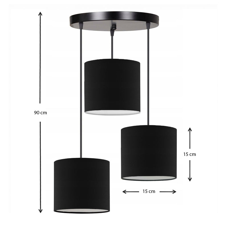 Φωτιστικό οροφής Rosie Megapap υφασμάτινο τρίφωτο χρώμα μαύρο 15x15x90εκ. - Hippiehome.gr