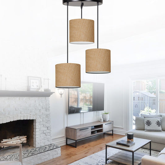 Φωτιστικό οροφής Rosie Megapap γιούτα ύφασμα τρίφωτο χρώμα φυσικό 15x15x90εκ. - Hippiehome.gr