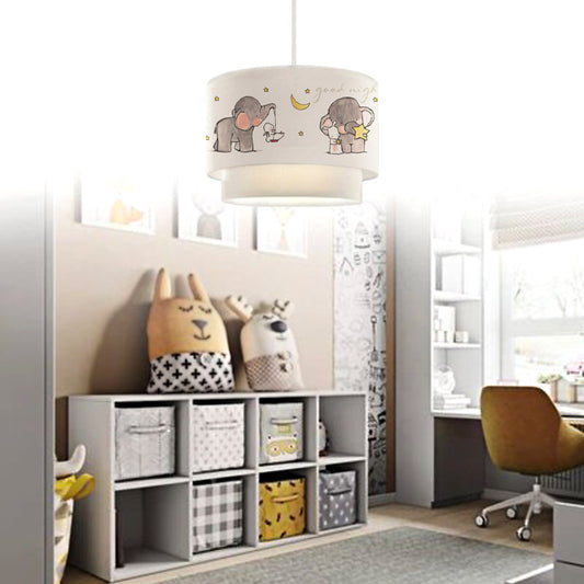 Φωτιστικό οροφής Goofy Megapap υφασμάτινο με χαρούμενα ελεφαντάκια 30x20x70εκ. - Hippiehome.gr