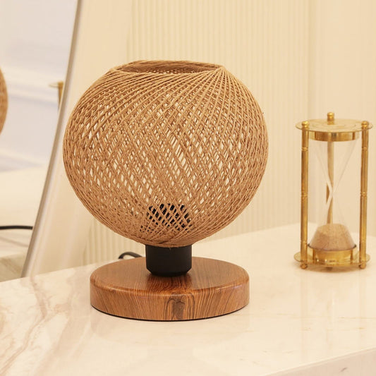 Φωτιστικό επιτραπέζιο Bonnie Megapap E27 κλωστή/Mdf χρώμα φυσικό/καφέ 19x15x22εκ. - Hippiehome.gr