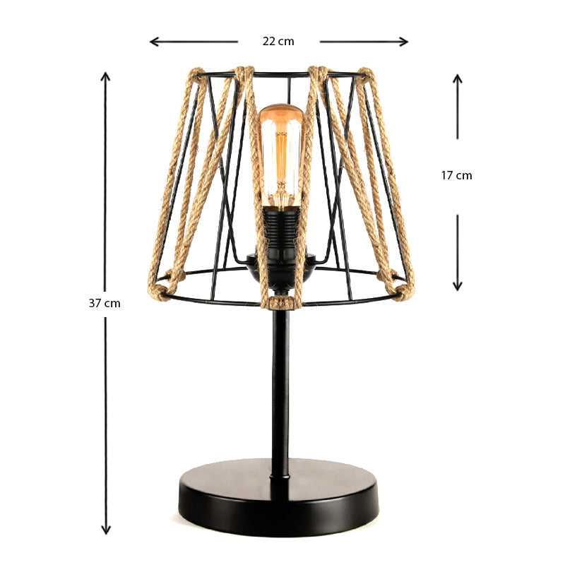 Φωτιστικό επιτραπέζιο Clancy Megapap E27 σχοινί/μεταλλικό χρώμα μαύρο 22x17x37εκ. - Hippiehome.gr