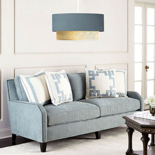 Φωτιστικό οροφής Lucifer Megapap E27 υφασμάτινο χρώμα μπλε ανθρακί 30x15x70εκ. - Hippiehome.gr