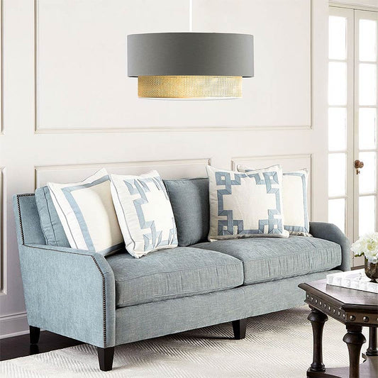 Φωτιστικό οροφής Lucifer Megapap E27 υφασμάτινο χρώμα γκρι 30x15x70εκ. - Hippiehome.gr