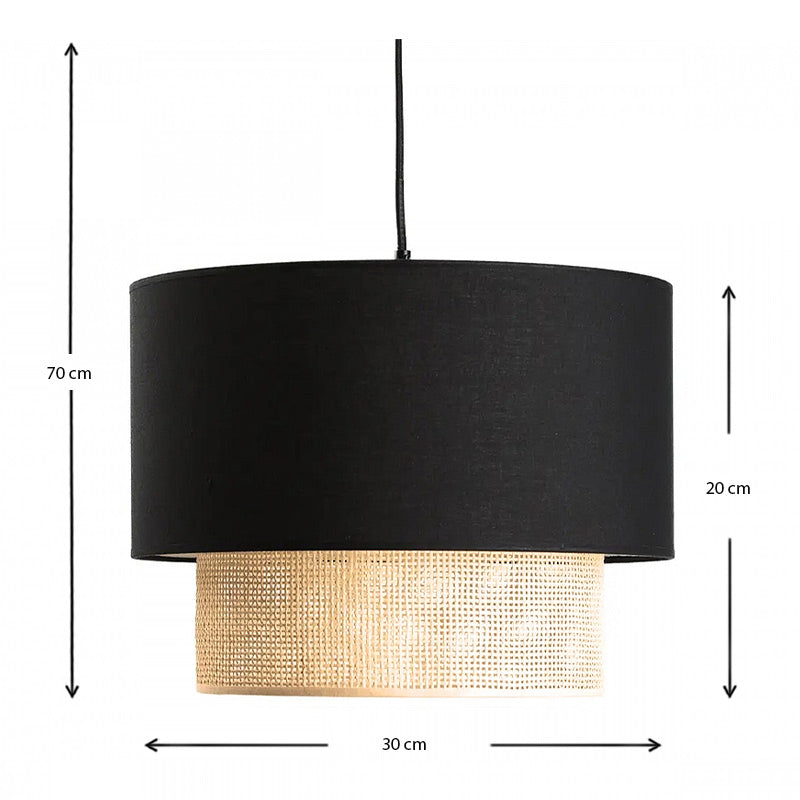 Φωτιστικό οροφής Lucifer Megapap E27 υφασμάτινο χρώμα μαύρο 30x20x70εκ. - Hippiehome.gr