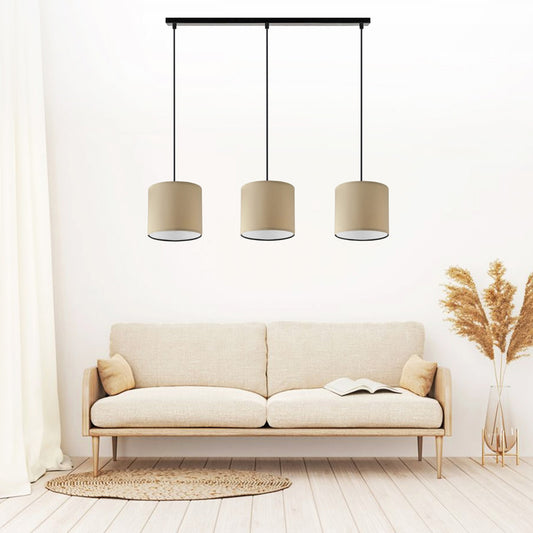 Φωτιστικό οροφής Morris Megapap E27 υφασμάτινο τρίφωτο χρώμα καφέ 55x15x70εκ. - Hippiehome.gr