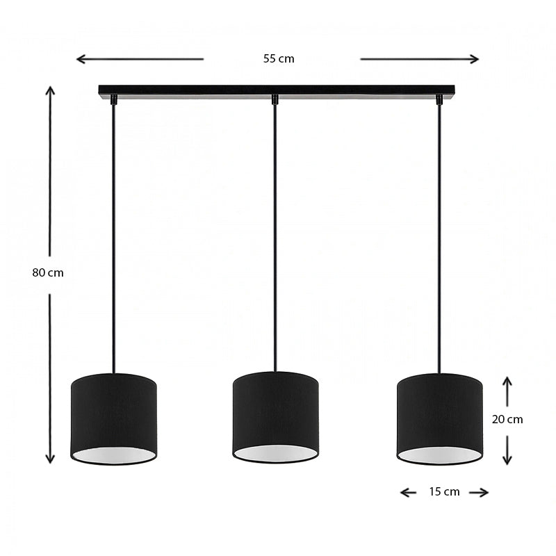 Φωτιστικό οροφής Morris Megapap E27 υφασμάτινο τρίφωτο χρώμα μαύρο 55x15x70εκ. - Hippiehome.gr