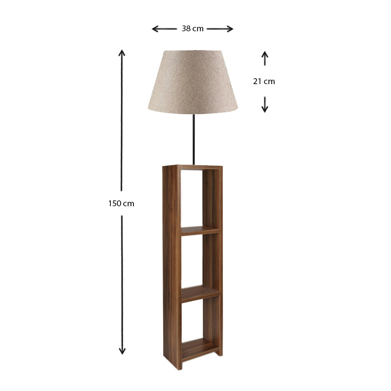 Φωτιστικό δαπέδου Launo Megapap υφασμάτινο Pvc/MDF χρώμα μπεζ/καρυδί 38x38x150εκ. - Hippiehome.gr