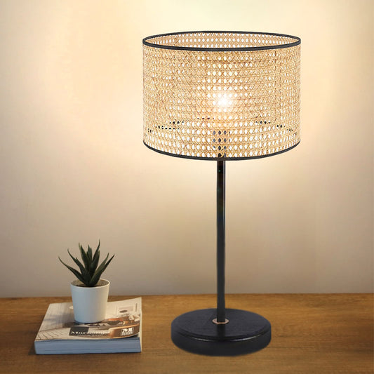 Φωτιστικό επιτραπέζιο Idaho Megapap E27 ρατάν - μεταλλικό χρώμα φυσικό - μαύρο Φ24x32εκ. - Hippiehome.gr