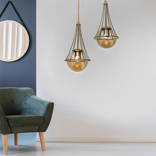 Φωτιστικό οροφής Chavi Megapap E27 μεταλλικό δίφωτο χρώμα χρυσό 40x40x80εκ. - Hippiehome.gr