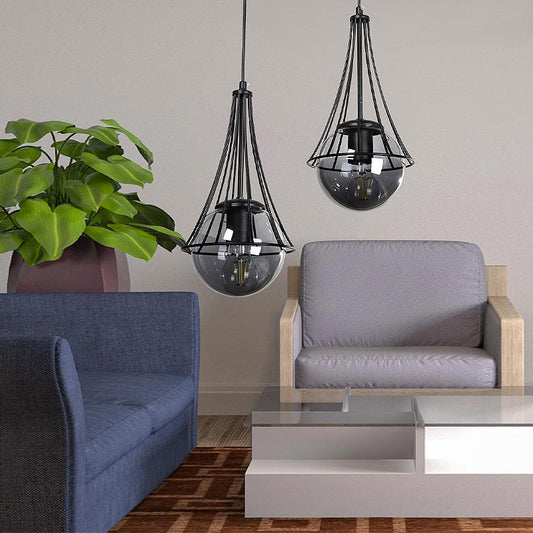 Φωτιστικό οροφής Chavi Megapap E27 μεταλλικό δίφωτο χρώμα μαύρο 40x40x80εκ. - Hippiehome.gr