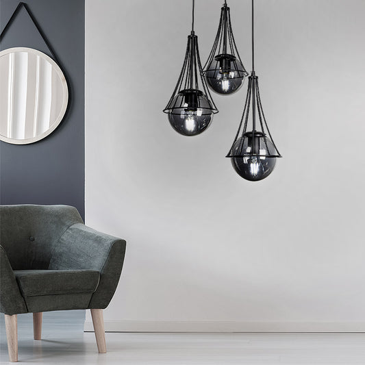 Φωτιστικό οροφής Chavi Megapap E27 μεταλλικό τρίφωτο χρωμα μαύρο 40x40x90εκ. - Hippiehome.gr