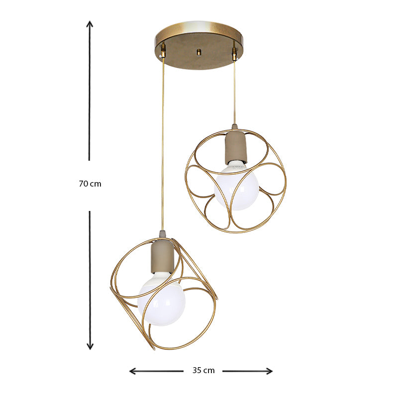Φωτιστικό οροφής Lusita Megapap E27 μεταλλικό δίφωτο χρώμα χρυσό 35x35x70εκ. - Hippiehome.gr
