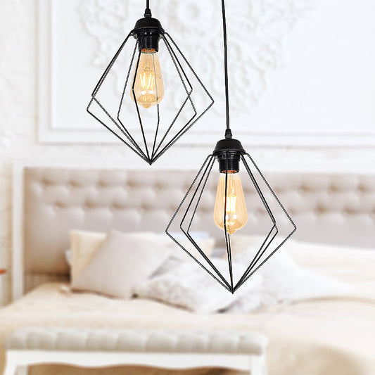 Φωτιστικό οροφής Nura Megapap E27 μεταλλικό δίφωτο χρώμα μαύρο 40x40x70εκ. - Hippiehome.gr