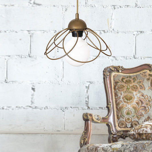 Φωτιστικό οροφής Zufash Megapap E14 μεταλλικό μονόφωτο χρώμα χρυσό 25x25x60εκ. - Hippiehome.gr