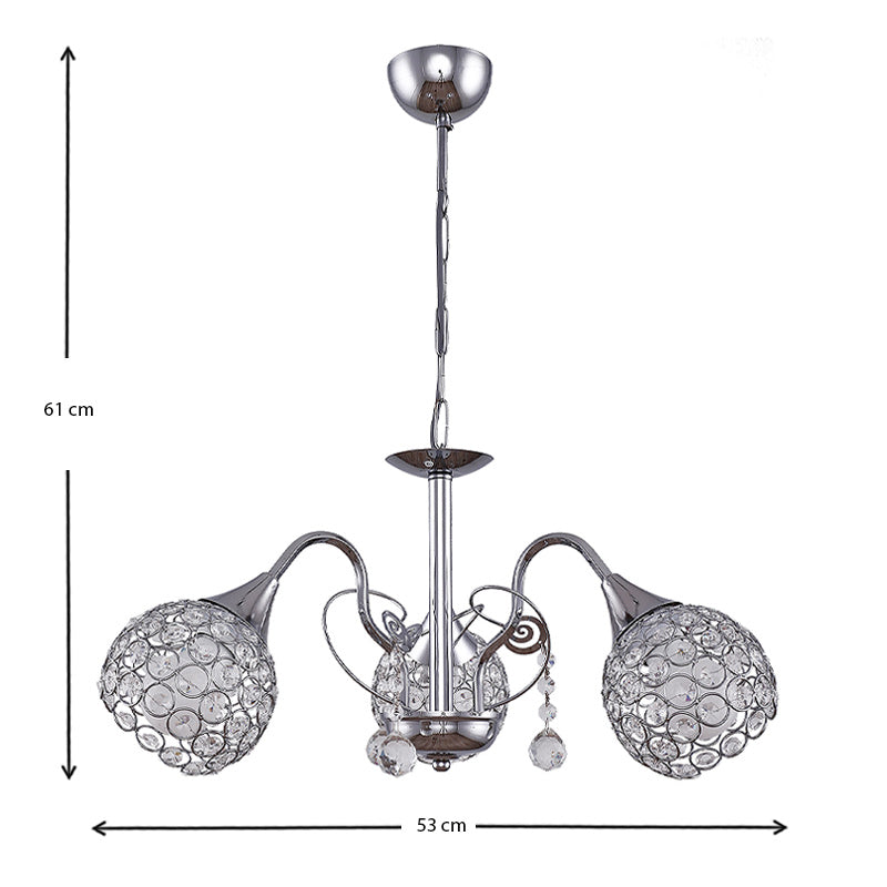 Φωτιστικό οροφής Dagobert Megapap E27 μεταλλικό τρίφωτο χρώμα ασημί 53x53x61εκ. - Hippiehome.gr
