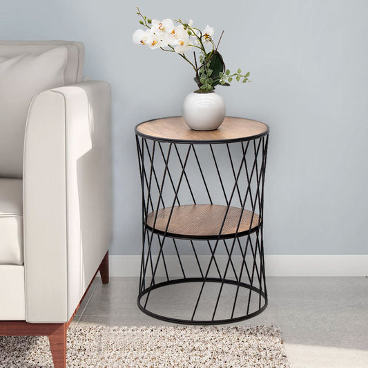 Βοηθητικό τραπεζάκι Jaspin Megapap μεταλλικό - Mdf χρώμα μαύρο - καρυδί 32x32x44εκ. - Hippiehome.gr