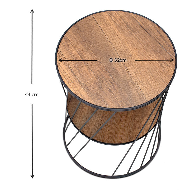 Βοηθητικό τραπεζάκι Jaspin Megapap μεταλλικό - Mdf χρώμα μαύρο - καρυδί 32x32x44εκ. - Hippiehome.gr