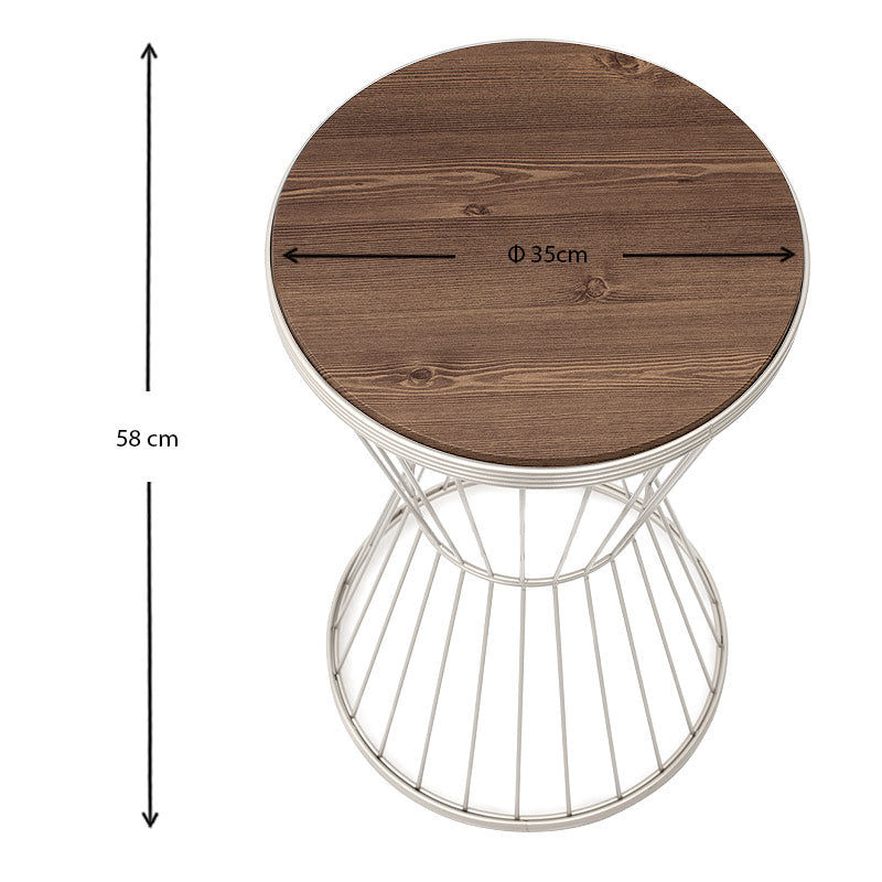 Βοηθητικό τραπεζάκι Hoffman Megapap μεταλλικό - Mdf χρώμα λευκό - καρυδί 35x35x58εκ. - Hippiehome.gr