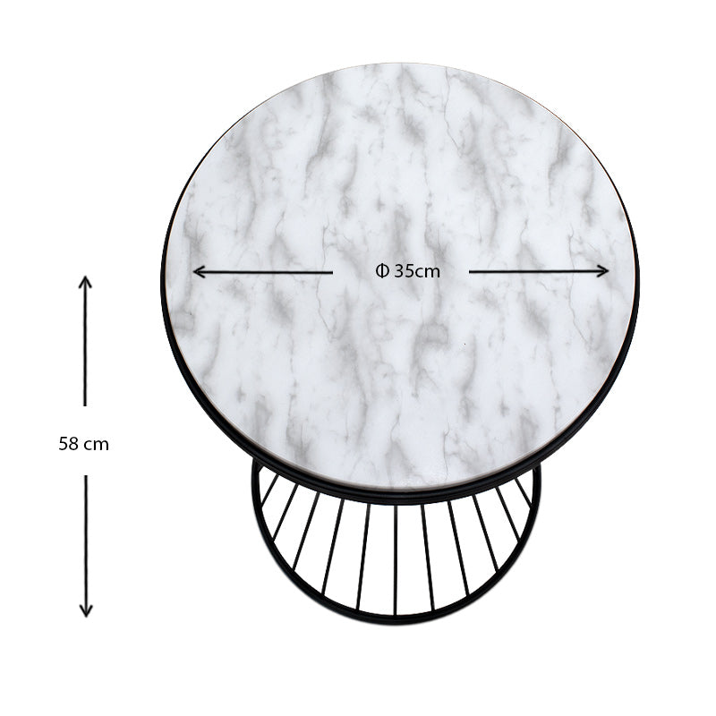 Βοηθητικό τραπεζάκι Hoffman Megapap μεταλλικό - Mdf χρώμα μαύρο - λευκό εφέ μαρμάρου 35x35x58εκ. - Hippiehome.gr
