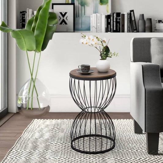 Βοηθητικό τραπεζάκι Pino Megapap μεταλλικό - Mdf χρώμα μαύρο - καρυδί 35x35x58εκ. - Hippiehome.gr