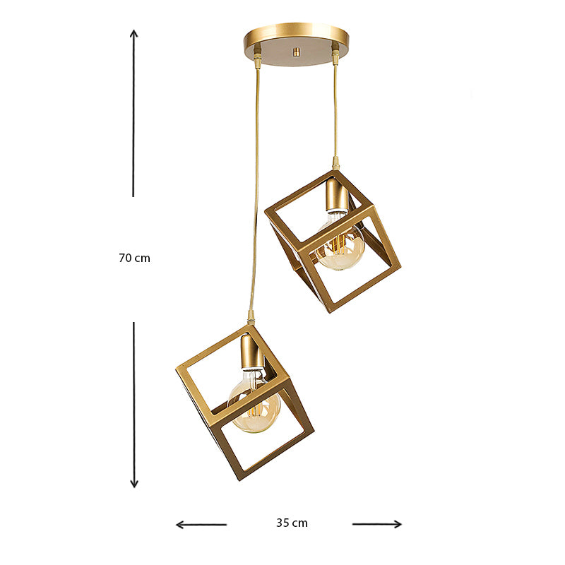 Φωτιστικό οροφής Thora Megapap E27 μεταλλικό δίφωτο χρώμα χρυσό ματ 22x22x70εκ. - Hippiehome.gr