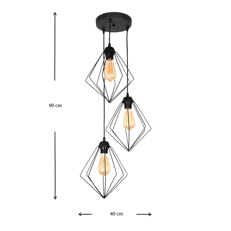 Φωτιστικό οροφής Nura Megapap E27 μεταλλικό τρίφωτο χρώμα μαύρο 21x21x70εκ. - Hippiehome.gr