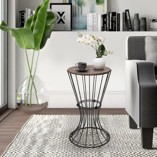 Βοηθητικό τραπεζάκι Girene Megapap μεταλλικό - Mdf χρώμα μαύρο - καρυδί 32x32x58εκ. - Hippiehome.gr