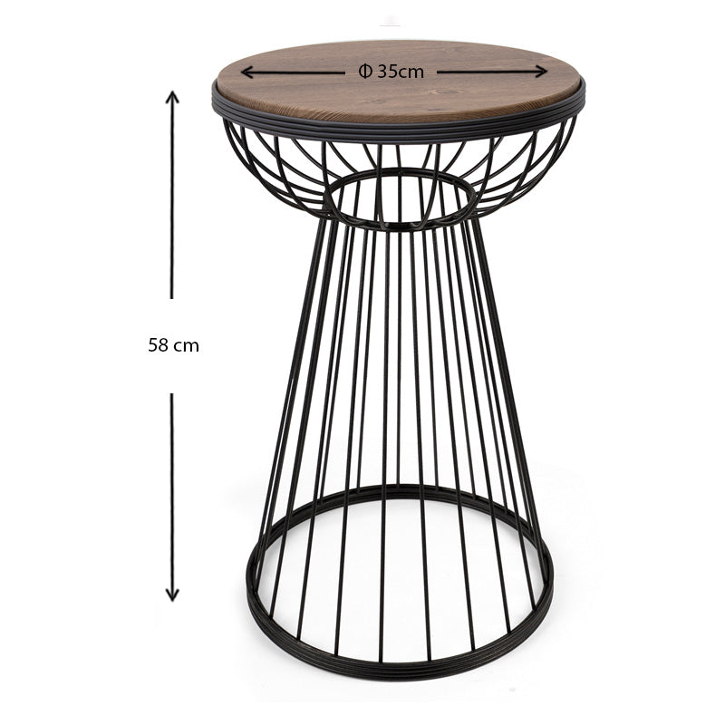 Βοηθητικό τραπεζάκι Mantare Megapap μεταλλικό - Mdf χρώμα μαύρο - καρυδί 35x35x58εκ. - Hippiehome.gr