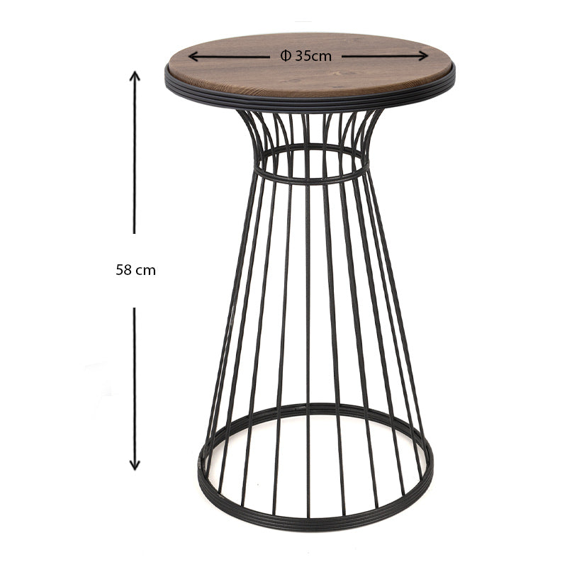 Βοηθητικό τραπεζάκι Tekosi Megapap μεταλλικό - Mdf χρώμα μαύρο - καρυδί 35x35x58εκ. - Hippiehome.gr