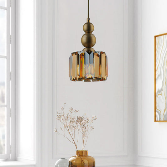 Φωτιστικό οροφής Alaba Megapap E27 μεταλλικό - γυάλινο μονόφωτο χρώμα χρυσό 15x15x65εκ. - Hippiehome.gr