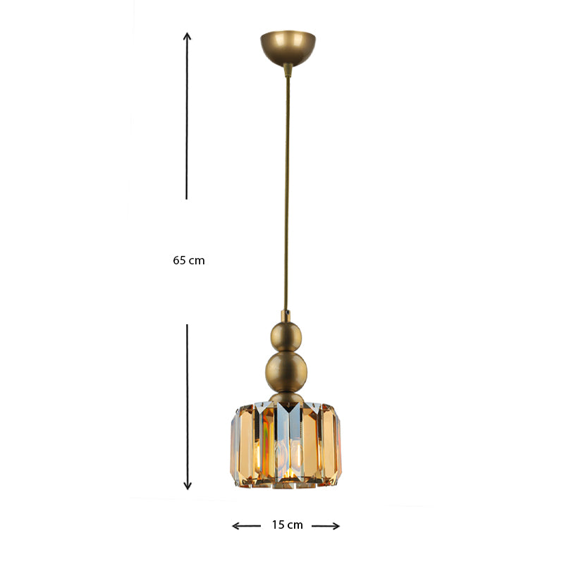 Φωτιστικό οροφής Alaba Megapap E27 μεταλλικό - γυάλινο μονόφωτο χρώμα χρυσό 15x15x65εκ. - Hippiehome.gr
