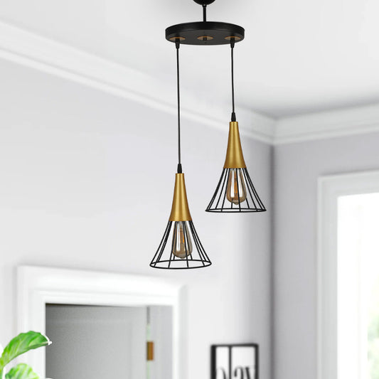 Φωτιστικό οροφής Havana Megapap E27 μεταλλικό δίφωτο χρώμα μαύρο - χρυσό 24x24x85εκ. - Hippiehome.gr