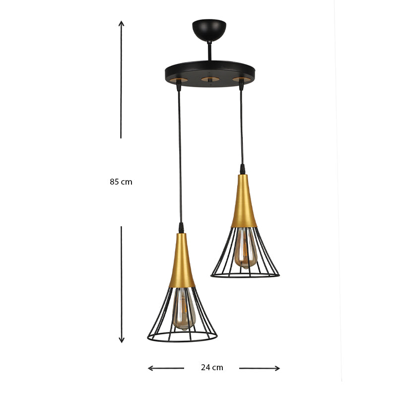 Φωτιστικό οροφής Havana Megapap E27 μεταλλικό δίφωτο χρώμα μαύρο - χρυσό 24x24x85εκ. - Hippiehome.gr