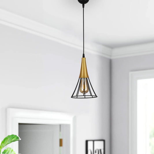 Φωτιστικό οροφής Havana Megapap E27 μεταλλικό μονόφωτο χρώμα μαύρο - χρυσό 18x18x72εκ. - Hippiehome.gr