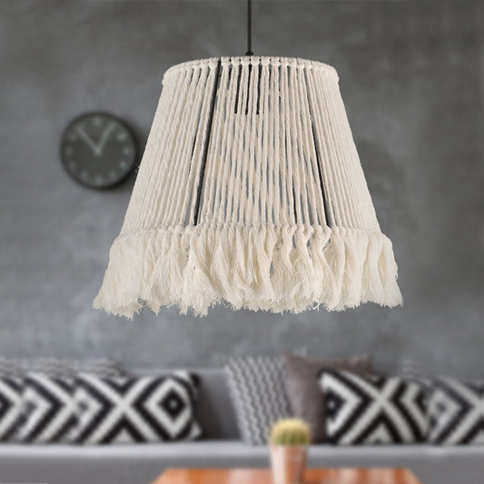 Φωτιστικό οροφής Braga Megapap E27 από σχοινί μονόφωτο χρώμα λευκό 30x30x75εκ. - Hippiehome.gr
