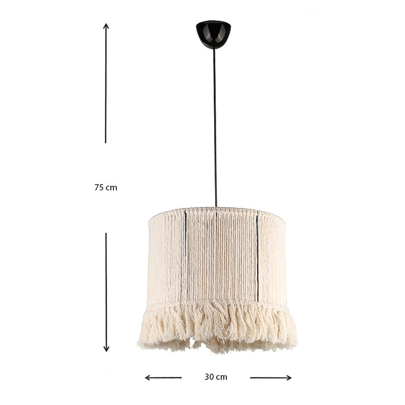 Φωτιστικό οροφής Silas Megapap E27 από σχοινί μονόφωτο χρώμα λευκό 30x30x75εκ. - Hippiehome.gr