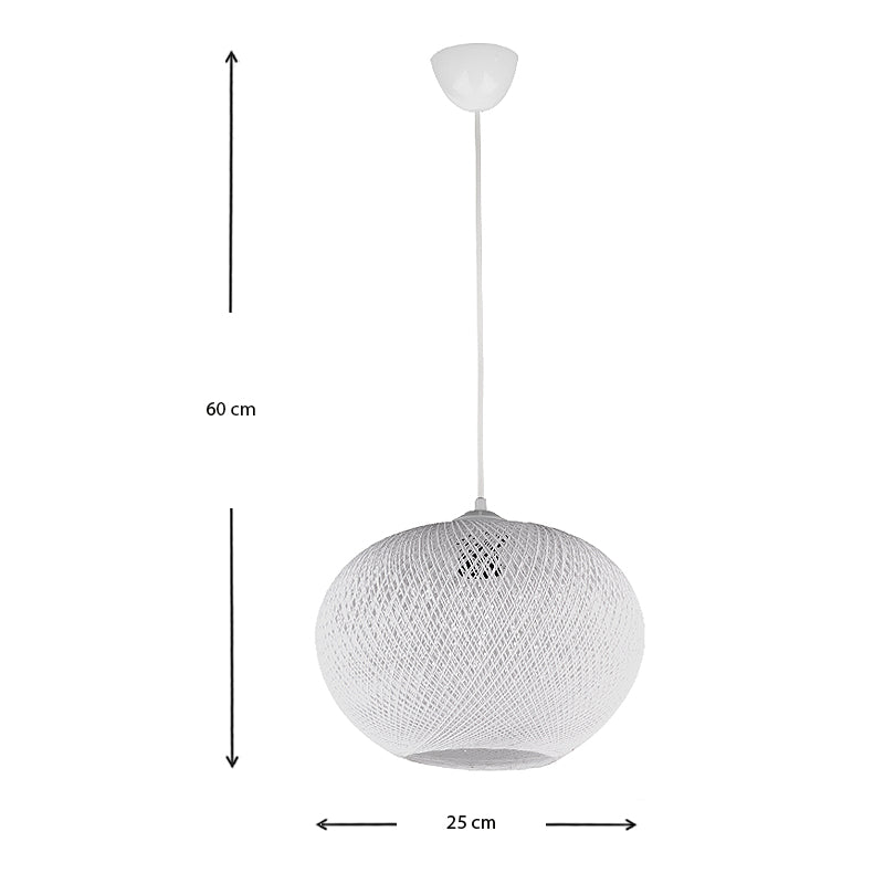 Φωτιστικό οροφής Visca Megapap E27 από σχοινί μονόφωτο χρώμα λευκό 25x25x60εκ. - Hippiehome.gr