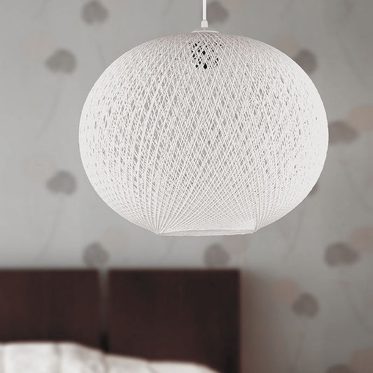 Φωτιστικό οροφής Visca Megapap E27 από σχοινί μονόφωτο χρώμα λευκό 35x35x75εκ. - Hippiehome.gr